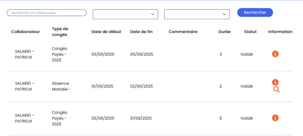 Validation congés SIRH